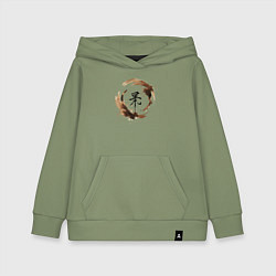 Толстовка детская хлопковая Иероглиф в кофейном круге, цвет: авокадо