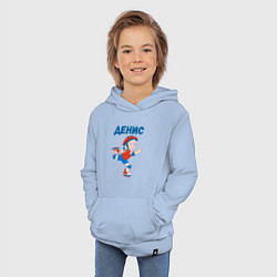 Толстовка детская хлопковая Денис - мальчик роллер, цвет: мягкое небо — фото 2