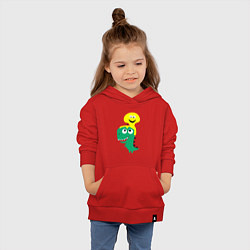 Толстовка детская хлопковая Детский динозавр со смайликом на голове, цвет: красный — фото 2