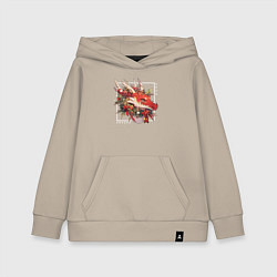 Толстовка детская хлопковая Christmas red dragon, цвет: миндальный