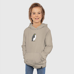 Толстовка детская хлопковая Мультяшный пингвин сбоку, цвет: миндальный — фото 2