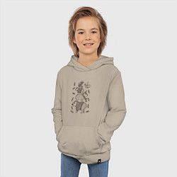 Толстовка детская хлопковая Новогодние капибары - раскраска, цвет: миндальный — фото 2