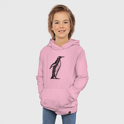 Толстовка детская хлопковая Пингвин сбоку, цвет: светло-розовый — фото 2