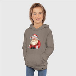 Толстовка детская хлопковая Дед мороз с улыбкой, цвет: утренний латте — фото 2