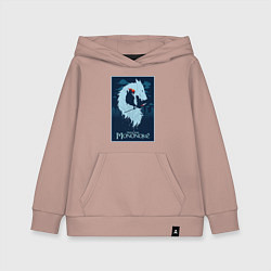 Толстовка детская хлопковая Мононоке волчица, цвет: пыльно-розовый