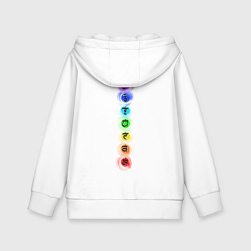 Детская толстовка-худи Символ йоги - символы чакры / Белый – фото 2