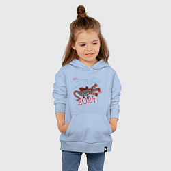 Толстовка детская хлопковая Новый год с русским драконом, цвет: мягкое небо — фото 2