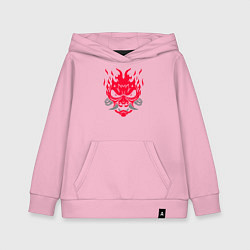 Толстовка детская хлопковая Логотип Samurai Cyberpunk 2077 - симметричный, цвет: светло-розовый