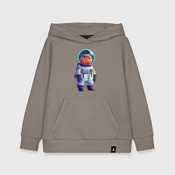 Толстовка детская хлопковая Капибара бравый космонавт, цвет: утренний латте