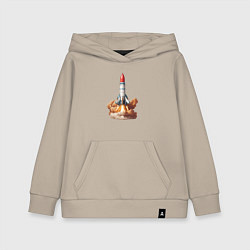 Толстовка детская хлопковая Взлет космической ракеты, цвет: миндальный