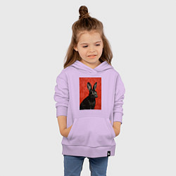 Толстовка детская хлопковая Черный кролик на красном фоне, цвет: лаванда — фото 2