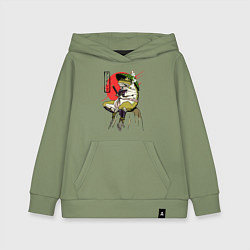 Толстовка детская хлопковая Жаба - самурай, цвет: авокадо