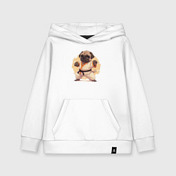 Толстовка детская хлопковая Карате мопс, цвет: белый