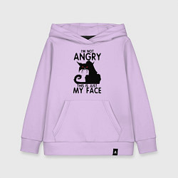 Толстовка детская хлопковая I am not angry cat, цвет: лаванда