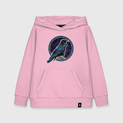 Толстовка детская хлопковая Ворон черный, цвет: светло-розовый