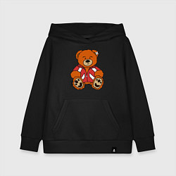 Толстовка детская хлопковая Медведь Марат в спортивном костюме, цвет: черный