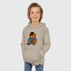 Толстовка детская хлопковая Мишка Марат в куртке, цвет: миндальный — фото 2