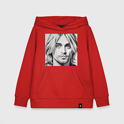 Толстовка детская хлопковая Портрет Кобейн, цвет: красный