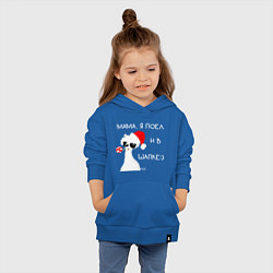 Толстовка детская хлопковая Мем лама: мама я поел и в шапке, цвет: синий — фото 2