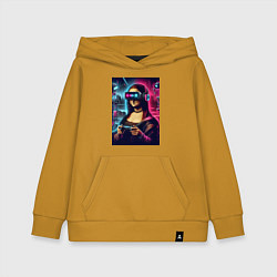 Толстовка детская хлопковая Mona Lisa is an avid gamer - fantasy, цвет: горчичный