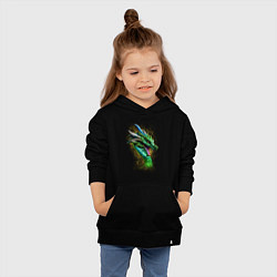 Толстовка детская хлопковая Зеленый Фантастический Дракон, цвет: черный — фото 2