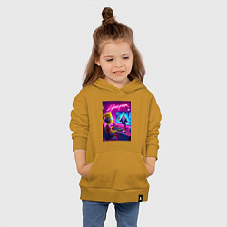 Толстовка детская хлопковая Gamer Bart - cyberpunk, цвет: горчичный — фото 2