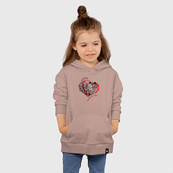 Толстовка детская хлопковая Сердце символ любви, цвет: пыльно-розовый — фото 2