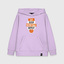 Толстовка детская хлопковая Eat sleep basketball, цвет: лаванда