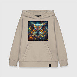 Толстовка детская хлопковая Голова космической совы, цвет: миндальный