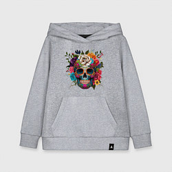 Толстовка детская хлопковая Череп в ярких цветах, цвет: меланж