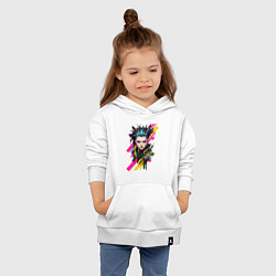 Толстовка детская хлопковая Портрет девушки Cyberpunk 2077, цвет: белый — фото 2