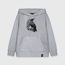 Толстовка детская хлопковая Мистический славянский ворон, цвет: меланж