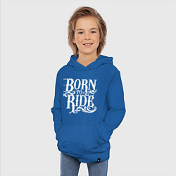 Толстовка детская хлопковая Born to ride - рожденный ездить, цвет: синий — фото 2