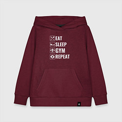 Детская толстовка-худи Eat sleep gym repeat