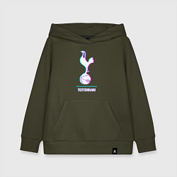 Толстовка детская хлопковая Tottenham FC в стиле glitch, цвет: хаки