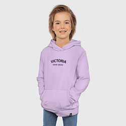 Толстовка детская хлопковая Victoria never alone - motto, цвет: лаванда — фото 2