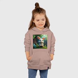 Толстовка детская хлопковая Зайчик на кочке, цвет: пыльно-розовый — фото 2