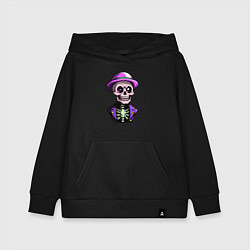 Детская толстовка-худи Скелет в фиолетовой шляпе
