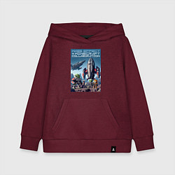 Толстовка детская хлопковая Minecraft and Mass effect - ai art collaboration, цвет: меланж-бордовый