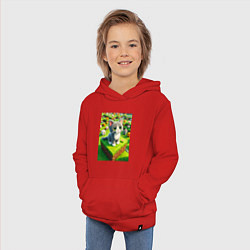 Толстовка детская хлопковая Funny kitten - Minecraft ai art, цвет: красный — фото 2