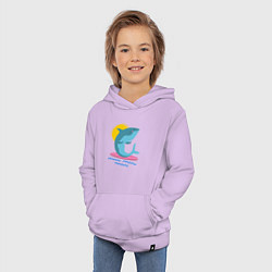 Толстовка детская хлопковая Акула серфит, цвет: лаванда — фото 2