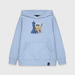 Толстовка детская хлопковая Кот Оникс и шахматный ферзь, цвет: мягкое небо