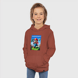 Толстовка детская хлопковая Minecraft and Mario - ai art collaboration, цвет: кирпичный — фото 2