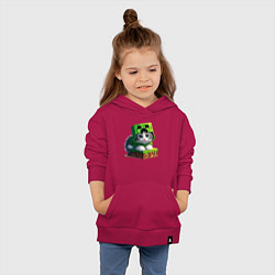 Толстовка детская хлопковая Kitten creeper collaboration - ai art, цвет: маджента — фото 2