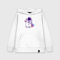 Толстовка детская хлопковая Космонавт и единорог, цвет: белый