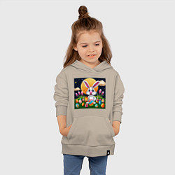 Толстовка детская хлопковая Ушастик и луна, цвет: миндальный — фото 2