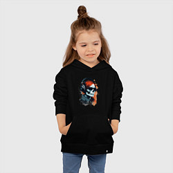 Толстовка детская хлопковая Grunge redhead girl skull, цвет: черный — фото 2