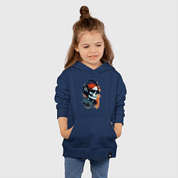 Толстовка детская хлопковая Grunge redhead girl skull, цвет: тёмно-синий — фото 2