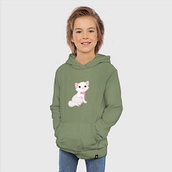 Толстовка детская хлопковая Очаровательная милая кошечка с розовым бантиком, цвет: авокадо — фото 2