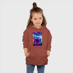 Толстовка детская хлопковая Nissan Skyline GT-R на скорости, цвет: кирпичный — фото 2